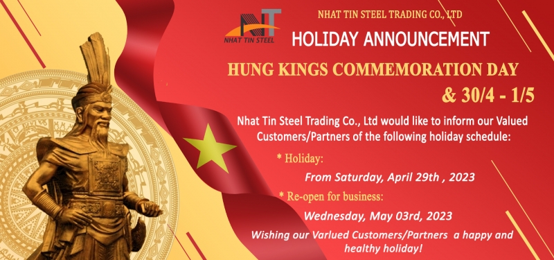 2023 HUNG KINGS COMMEMORATION DAY, REUNIFICATION DAY AND INTERNATIONAL WORKER&rsquo;S DAY HOLIDAY ANNOUNCEMENT